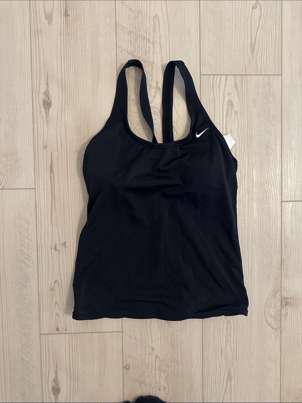 Nike Black Racerback Sports Tank with White Swoosh